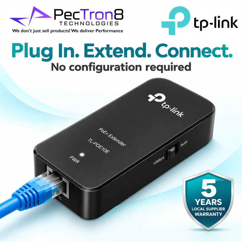 TP-Link Omada POE10E Fast Ethernet PoE+ Extender – IEEE 802.3af/at, 100 m PoE Extension, Plug & Play