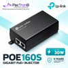 TP-Link Omada POE160S Gigabit PoE+ Injector Adapter – 30 W IEEE 802.3af/at, Plug-and-Play