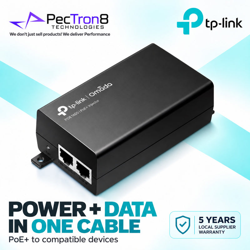 TP-Link Omada POE160S Gigabit PoE+ Injector Adapter – 30 W IEEE 802.3af/at, Plug-and-Play