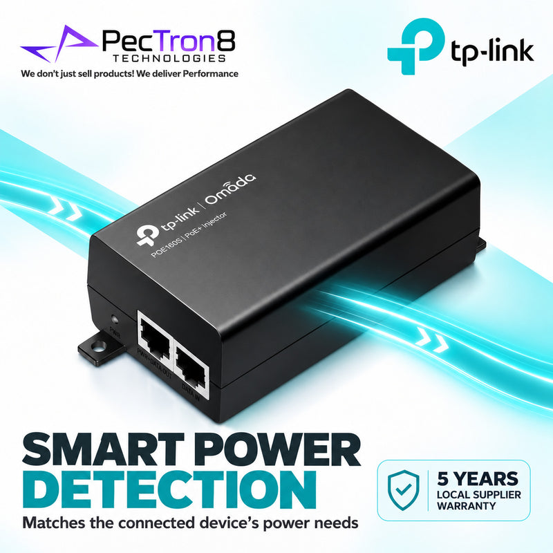 TP-Link Omada POE160S Gigabit PoE+ Injector Adapter – 30 W IEEE 802.3af/at, Plug-and-Play