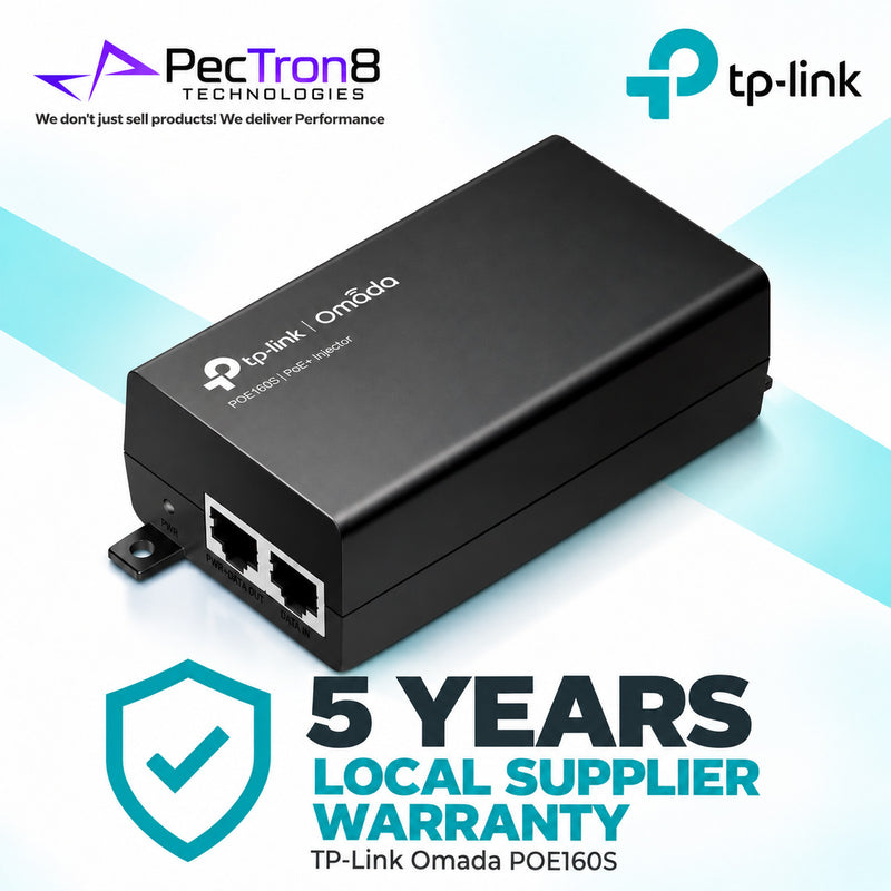 TP-Link Omada POE160S Gigabit PoE+ Injector Adapter – 30 W IEEE 802.3af/at, Plug-and-Play