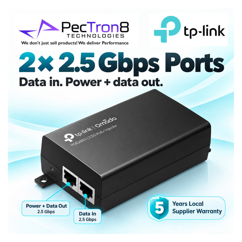 TP-Link Omada POE260S 2.5G PoE+ Injector Adapter – 30W IEEE 802.3at/af, Plug-and-Play, 2.5 Gigabit Ethernet