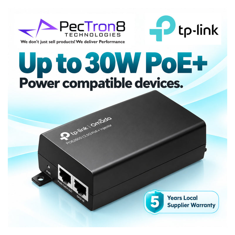 TP-Link Omada POE260S 2.5G PoE+ Injector Adapter – 30W IEEE 802.3at/af, Plug-and-Play, 2.5 Gigabit Ethernet