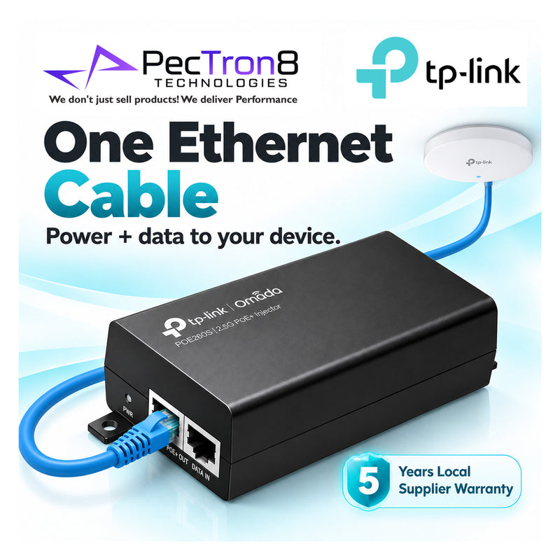 TP-Link Omada POE260S 2.5G PoE+ Injector Adapter – 30W IEEE 802.3at/af, Plug-and-Play, 2.5 Gigabit Ethernet