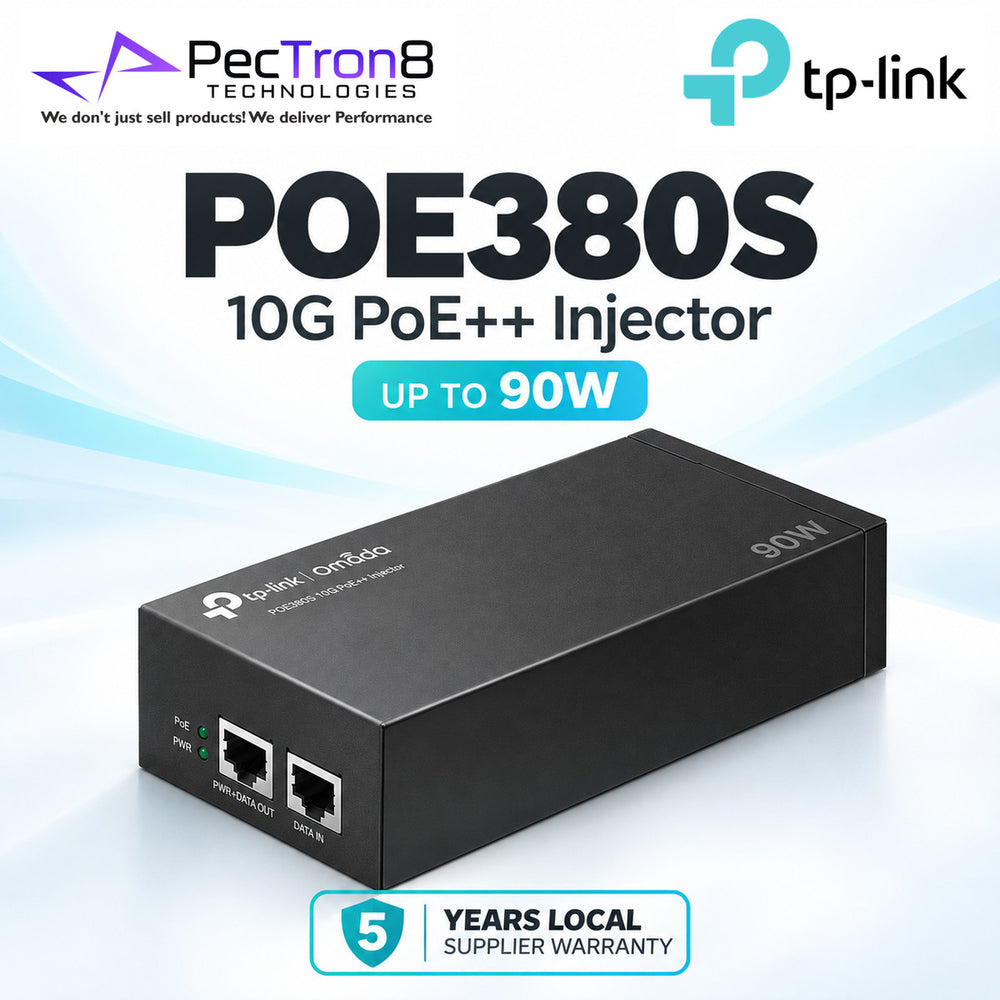 TP-Link Omada POE380S 10G PoE++ Injector Adapter – 90W IEEE 802.3bt, 10GbE, Plug & Play