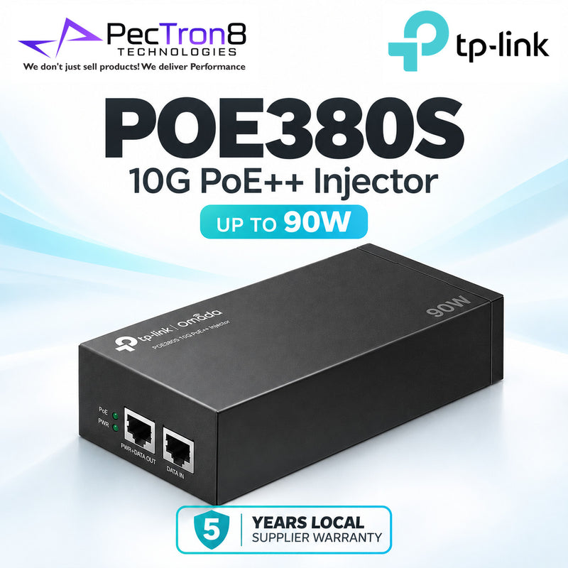 TP-Link Omada POE380S 10G PoE++ Injector Adapter – 90W IEEE 802.3bt, 10GbE, Plug & Play