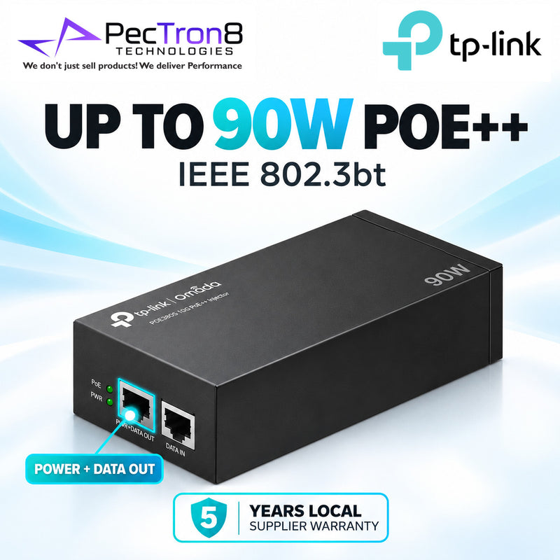 TP-Link Omada POE380S 10G PoE++ Injector Adapter – 90W IEEE 802.3bt, 10GbE, Plug & Play