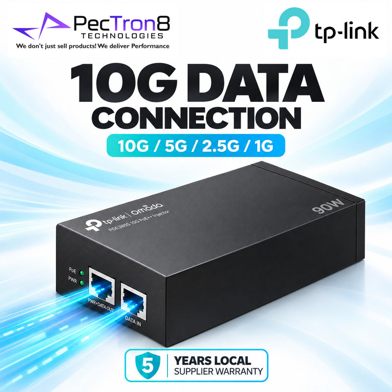 TP-Link Omada POE380S 10G PoE++ Injector Adapter – 90W IEEE 802.3bt, 10GbE, Plug & Play