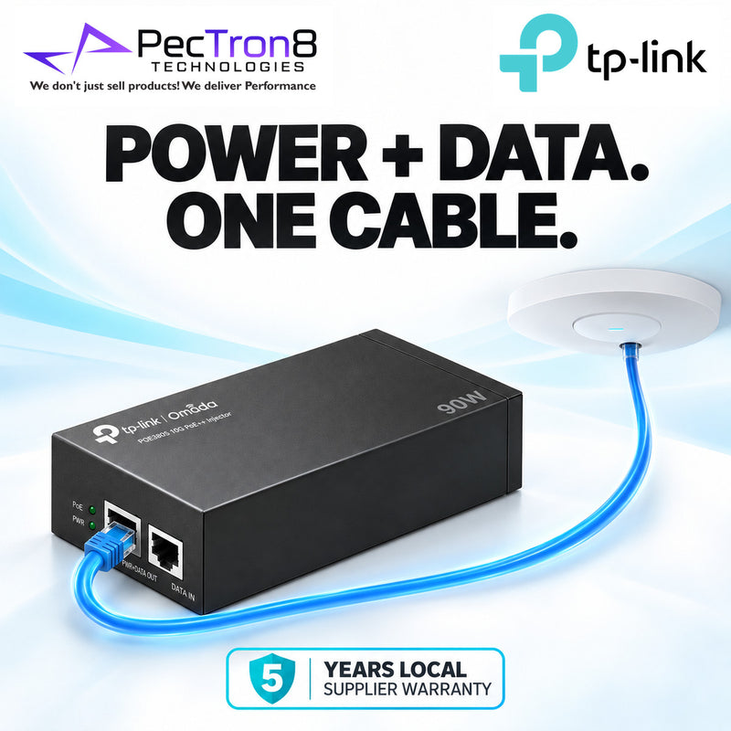 TP-Link Omada POE380S 10G PoE++ Injector Adapter – 90W IEEE 802.3bt, 10GbE, Plug & Play