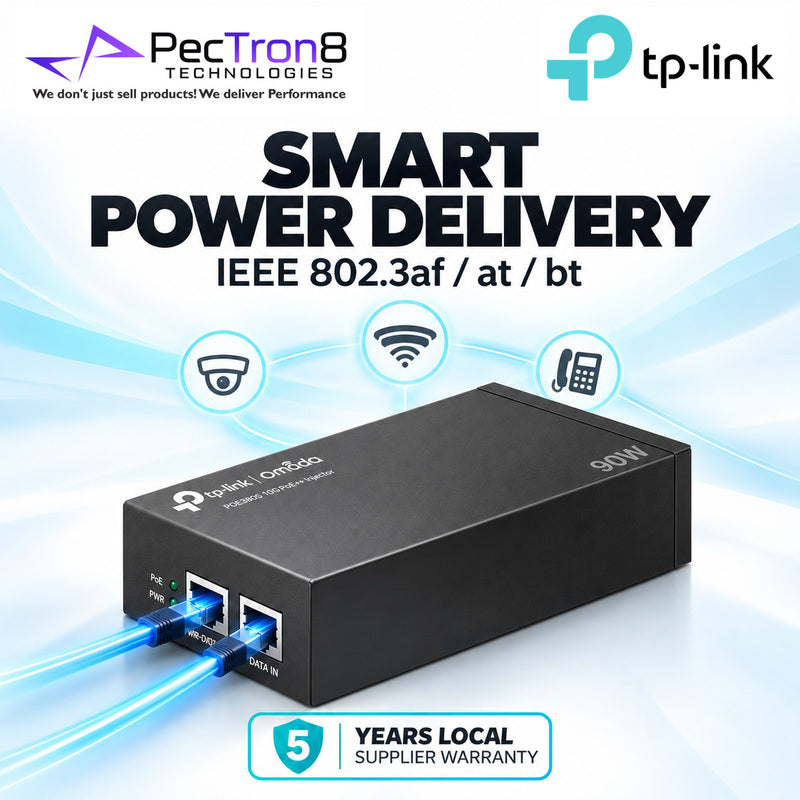 TP-Link Omada POE380S 10G PoE++ Injector Adapter – 90W IEEE 802.3bt, 10GbE, Plug & Play