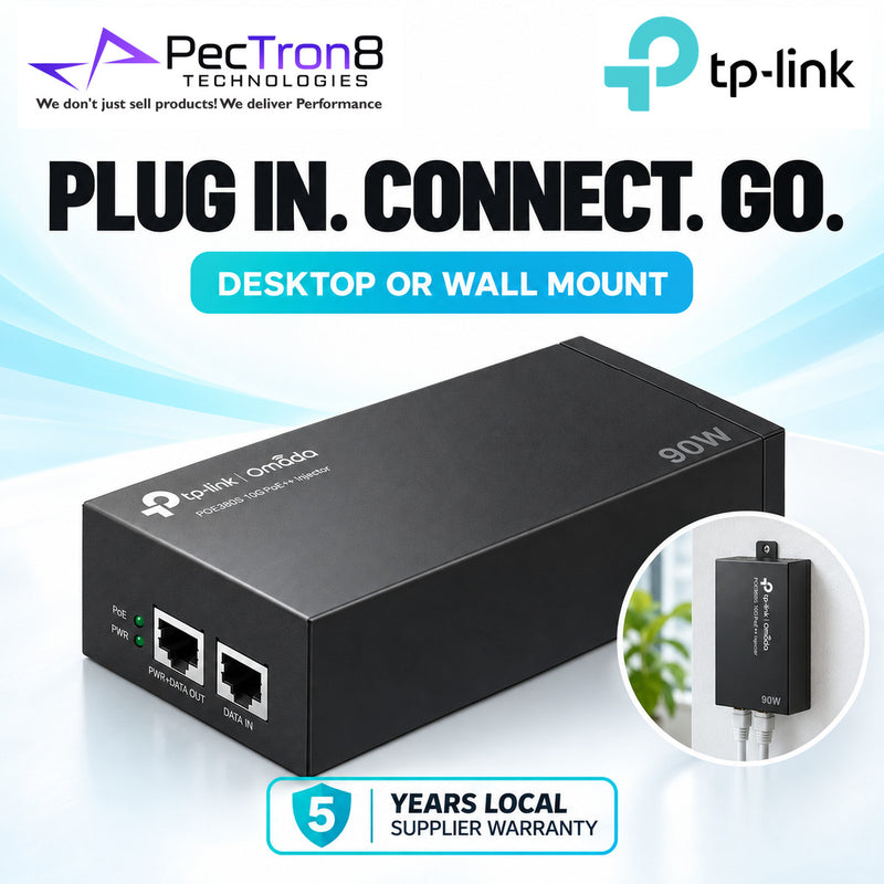TP-Link Omada POE380S 10G PoE++ Injector Adapter – 90W IEEE 802.3bt, 10GbE, Plug & Play