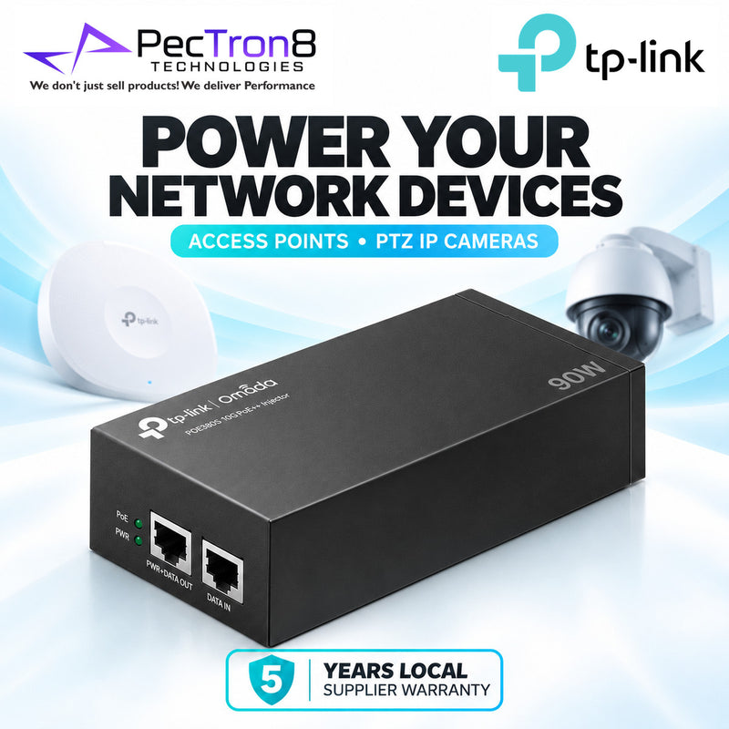 TP-Link Omada POE380S 10G PoE++ Injector Adapter – 90W IEEE 802.3bt, 10GbE, Plug & Play