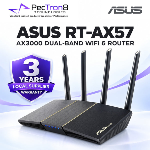 ASUS RT-AX57 AX3000 Dual Band WiFi 6 Router – AiMesh, AiProtection, Gigabit Ethernet, OFDMA, MU-MIMO
