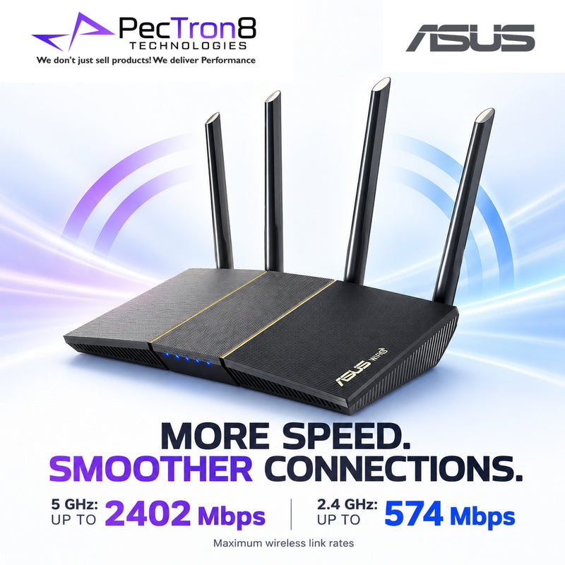 ASUS RT-AX57 AX3000 Dual Band WiFi 6 Router – AiMesh, AiProtection, Gigabit Ethernet, OFDMA, MU-MIMO