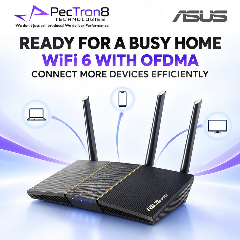 ASUS RT-AX57 AX3000 Dual Band WiFi 6 Router – AiMesh, AiProtection, Gigabit Ethernet, OFDMA, MU-MIMO