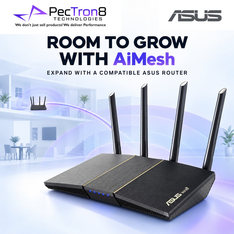 ASUS RT-AX57 AX3000 Dual Band WiFi 6 Router – AiMesh, AiProtection, Gigabit Ethernet, OFDMA, MU-MIMO