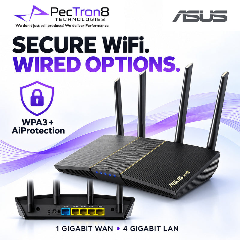 ASUS RT-AX57 AX3000 Dual Band WiFi 6 Router – AiMesh, AiProtection, Gigabit Ethernet, OFDMA, MU-MIMO