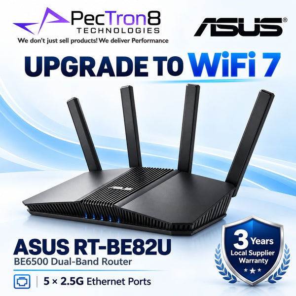 ASUS RT-BE82U BE6500 Dual-Band Wi-Fi 7 Router – Five 2.5GbE Ports, AiMesh, AiProtection Pro, USB 3.2