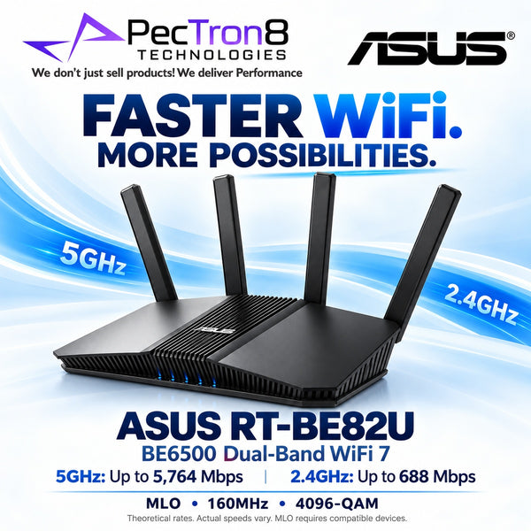 ASUS RT-BE82U BE6500 Dual-Band Wi-Fi 7 Router – Five 2.5GbE Ports, AiMesh, AiProtection Pro, USB 3.2