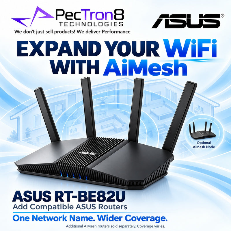 ASUS RT-BE82U BE6500 Dual-Band Wi-Fi 7 Router – Five 2.5GbE Ports, AiMesh, AiProtection Pro, USB 3.2
