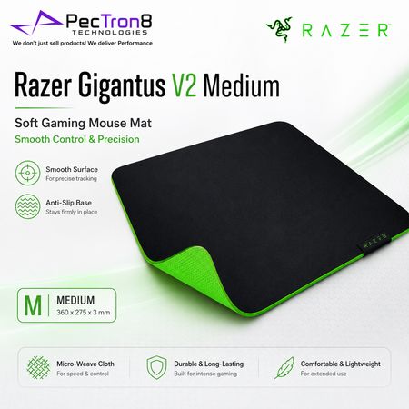 Razer Gigantus V2 Medium Gaming Mouse Mat – Black & Green