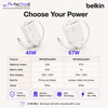 Belkin UltraCharge Portable GaN USB-C Charger 45W / 67W – Retractable Cable