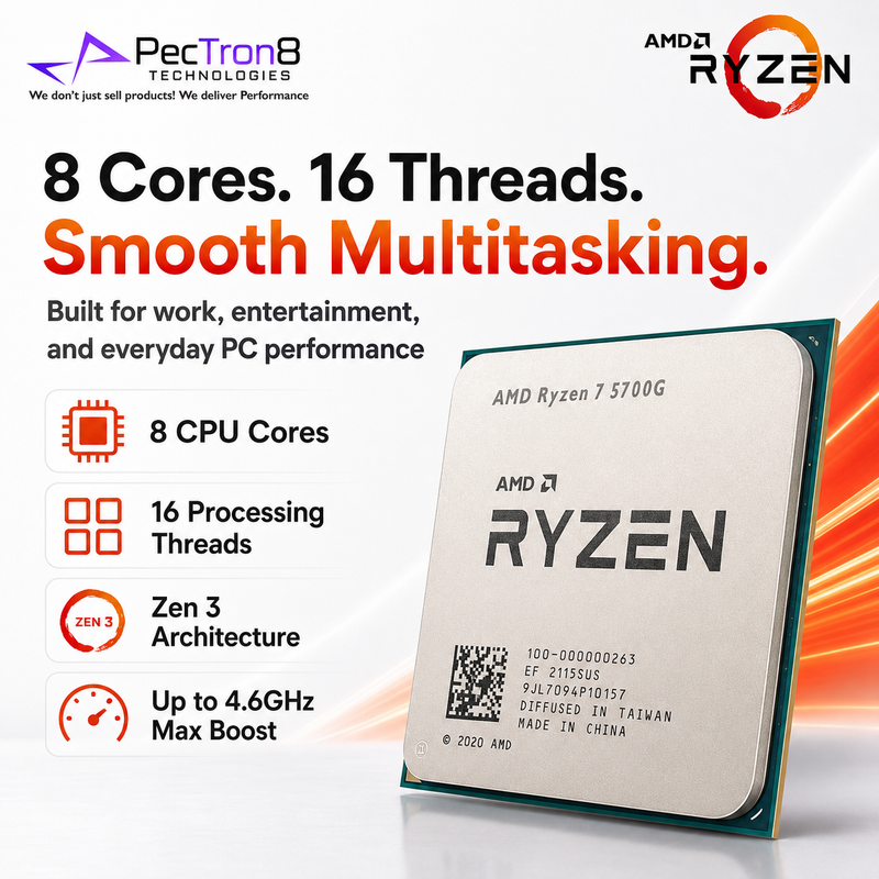 AMD Ryzen 7 5700G AM4 Desktop Processor with Radeon Graphics and Wraith Stealth Cooler