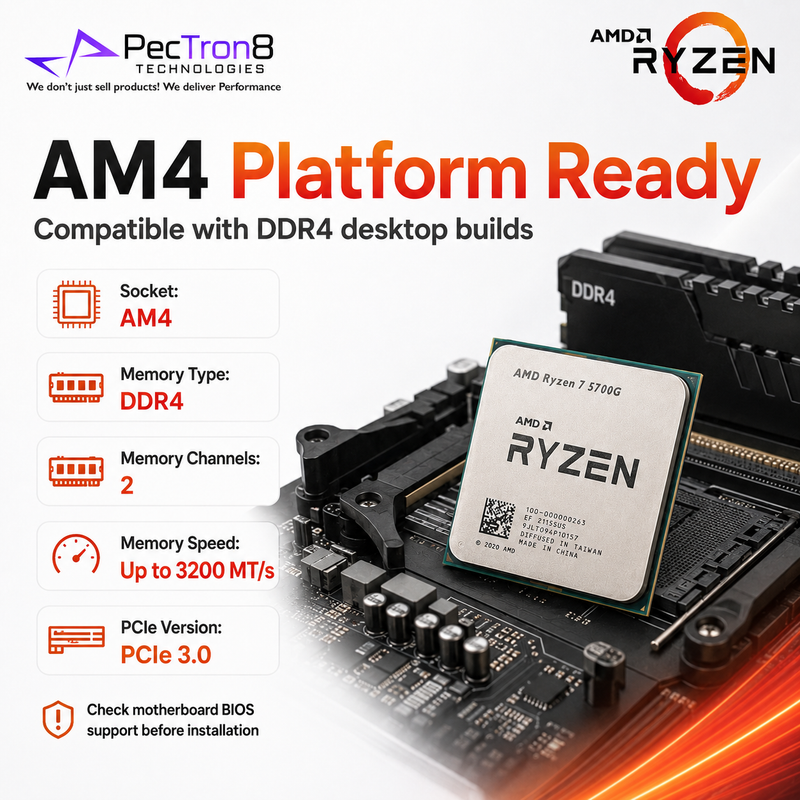 AMD Ryzen 7 5700G AM4 Desktop Processor with Radeon Graphics and Wraith Stealth Cooler