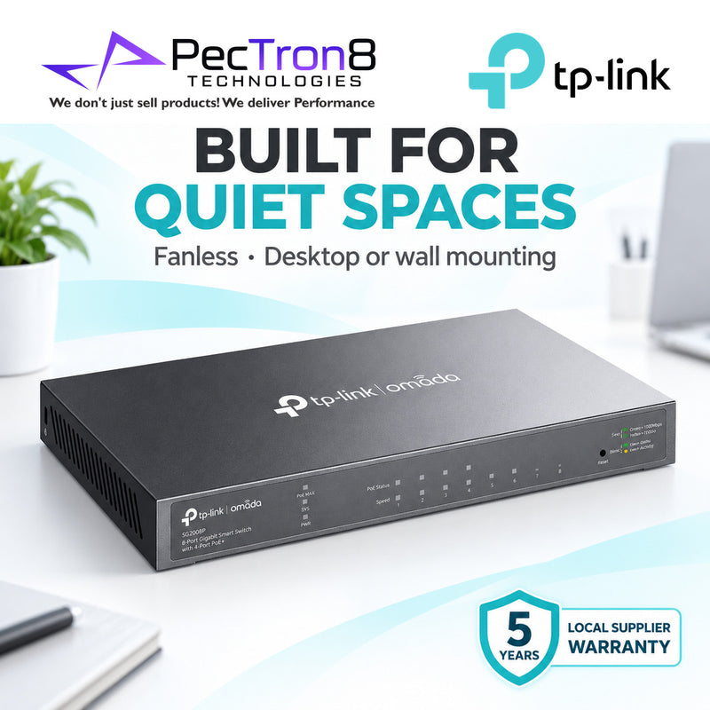 TP-Link Omada SG2008P 8-Port Gigabit Smart Switch with 4-Port PoE+ – 62W PoE Budget, Layer 2 Managed, Omada SDN