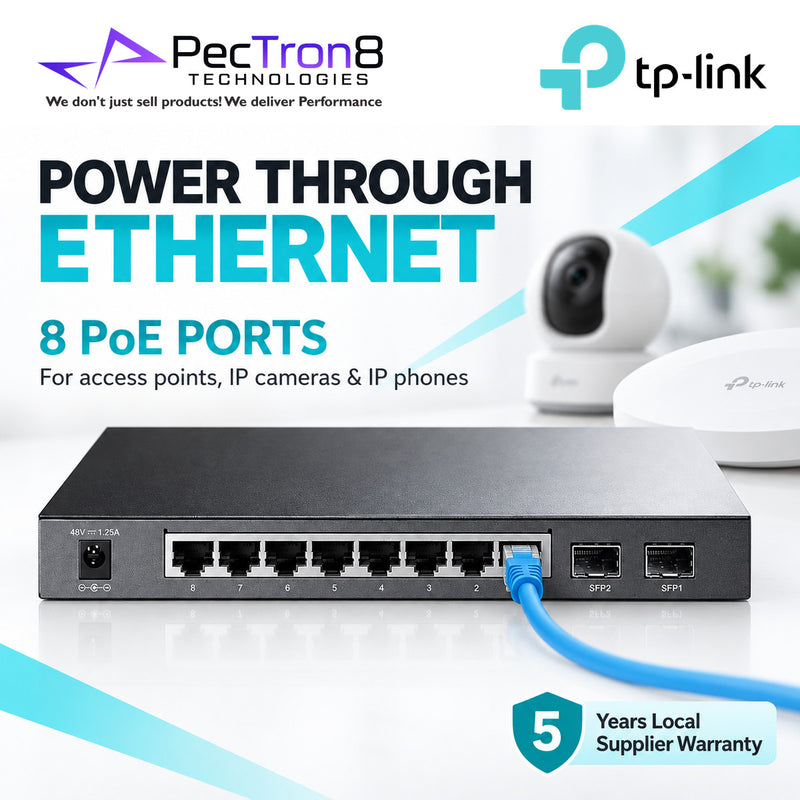 TP-Link Omada SG2210P 10-Port Gigabit Smart Switch with 8-Port PoE+, 2× Gigabit SFP, 61W PoE Budget, Omada SDN