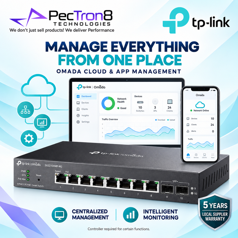 TP-Link Omada SG2210XMP-M2 8-Port 2.5G PoE+ L2+ Managed Switch – 2×10G SFP+, 160W PoE
