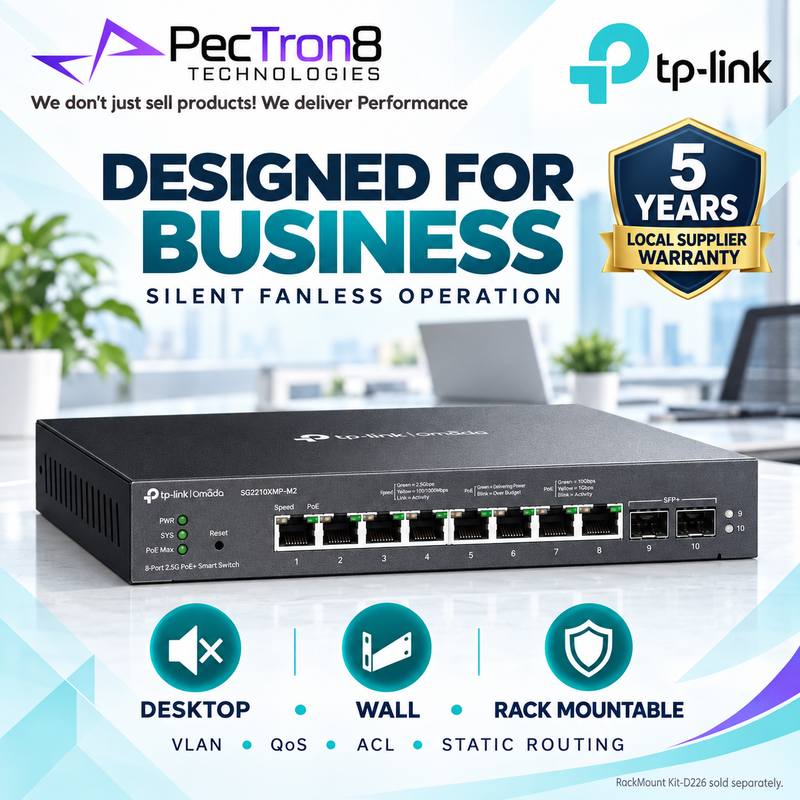 TP-Link Omada SG2210XMP-M2 8-Port 2.5G PoE+ L2+ Managed Switch – 2×10G SFP+, 160W PoE