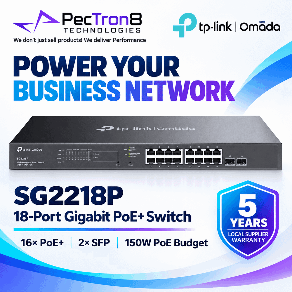 TP-Link Omada SG2218P 18-Port Gigabit Smart Switch with 16-Port PoE+ – 150W PoE Budget, Omada SDN, Layer 2 Managed