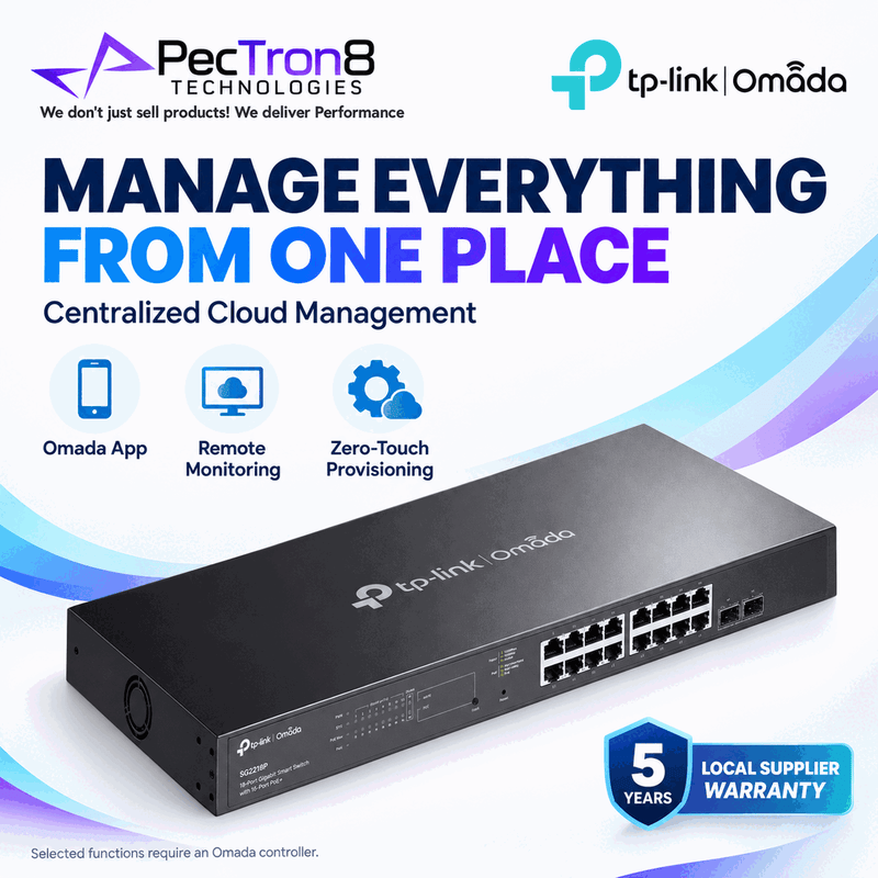 TP-Link Omada SG2218P 18-Port Gigabit Smart Switch with 16-Port PoE+ – 150W PoE Budget, Omada SDN, Layer 2 Managed