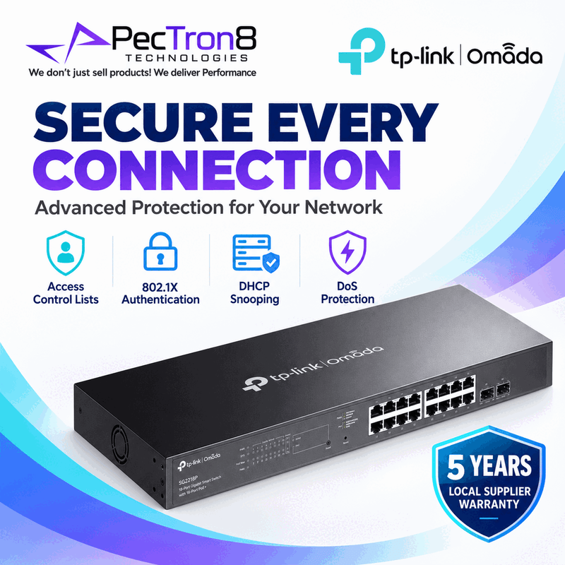 TP-Link Omada SG2218P 18-Port Gigabit Smart Switch with 16-Port PoE+ – 150W PoE Budget, Omada SDN, Layer 2 Managed