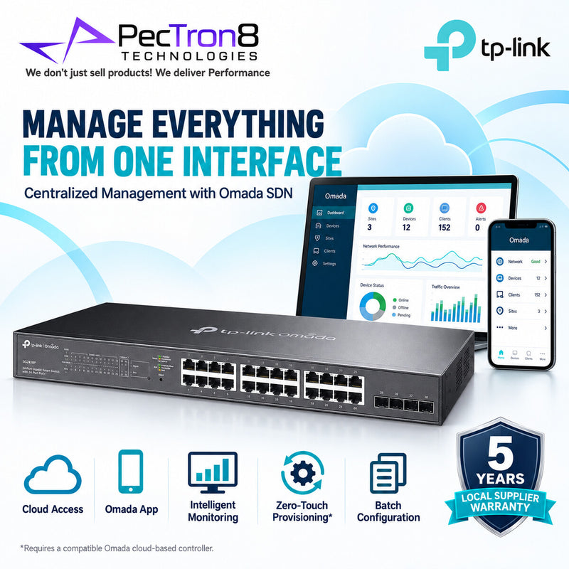 TP-Link Omada SG2428P 28-Port Gigabit L2+ Managed PoE+ Switch – 24× PoE+, 4× SFP, 250W PoE Budget