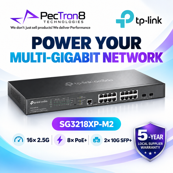 TP-Link Omada SG3218XP-M2 16-Port 2.5G PoE+ Managed Switch with 2 × 10G SFP+ Uplinks, 240W PoE, L2+ SDN
