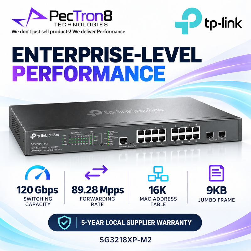 TP-Link Omada SG3218XP-M2 16-Port 2.5G PoE+ Managed Switch with 2 × 10G SFP+ Uplinks, 240W PoE, L2+ SDN