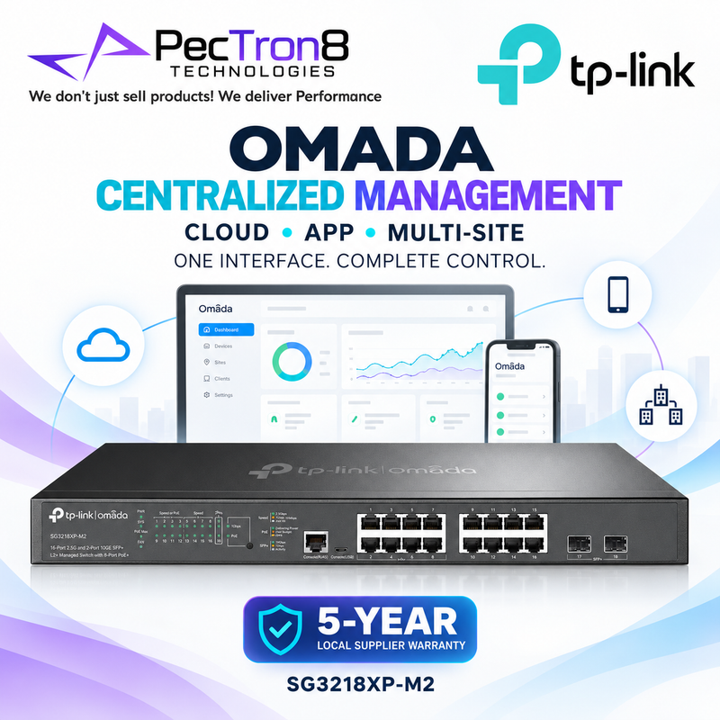 TP-Link Omada SG3218XP-M2 16-Port 2.5G PoE+ Managed Switch with 2 × 10G SFP+ Uplinks, 240W PoE, L2+ SDN