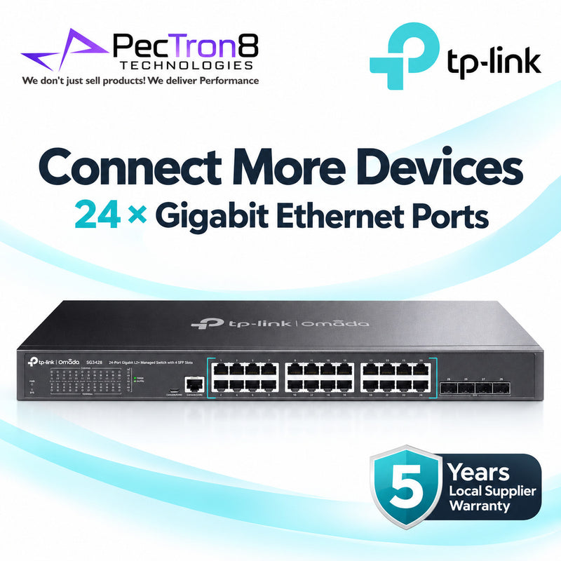 TP-Link Omada SG3428 24-Port Gigabit L2+ Managed Switch with 4 SFP Slots, Omada SDN Cloud Management, Static Routing