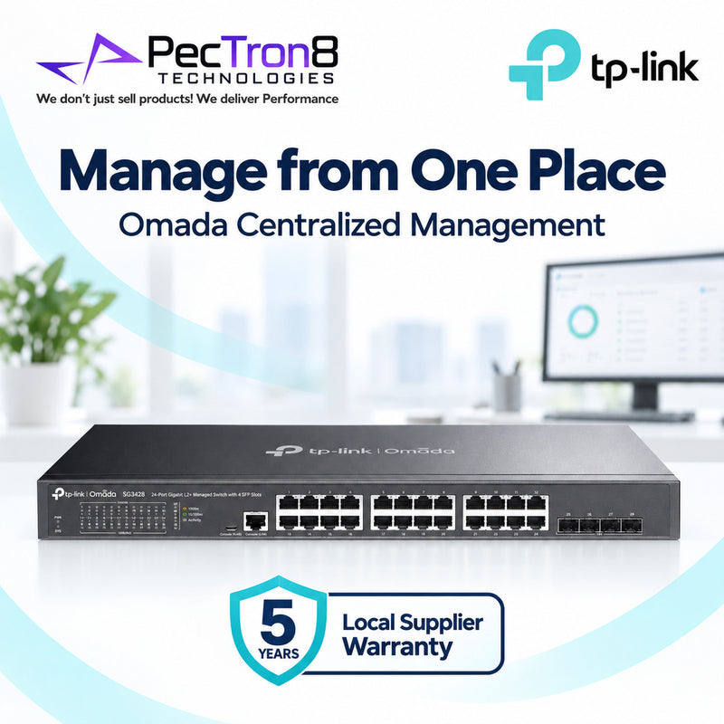 TP-Link Omada SG3428 24-Port Gigabit L2+ Managed Switch with 4 SFP Slots, Omada SDN Cloud Management, Static Routing