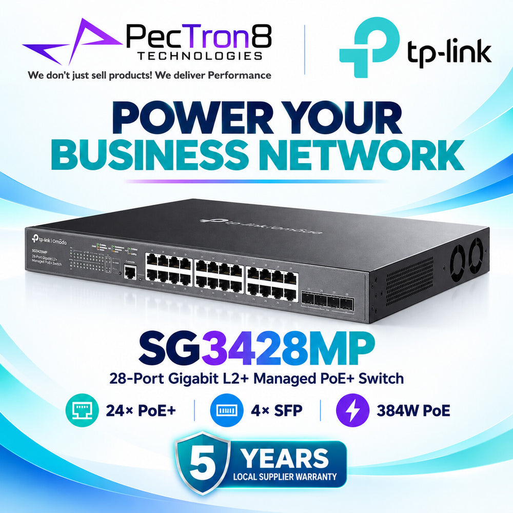 TP-Link Omada SG3428MP 28-Port Gigabit L2+ Managed PoE+ Switch – 24 PoE+ Ports, 4 SFP Slots, 384 W PoE Budget, Omada SDN