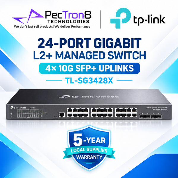 TP-Link Omada SG3428X 24-Port Gigabit L2+ Managed Switch with 4×10G SFP+ Slots, Omada SDN, Static Routing, IPv6