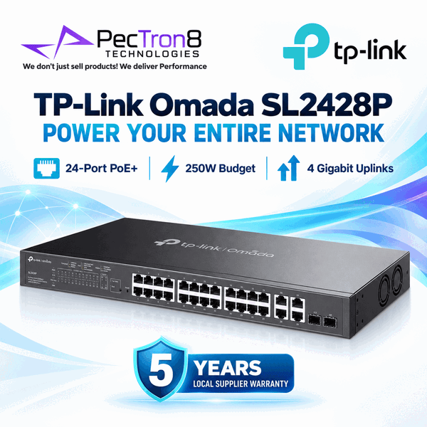 TP-Link Omada SL2428P 24-Port Smart PoE+ Switch with 4 Gigabit Uplink Ports, 250 W PoE Budget, Omada SDN Cloud Management
