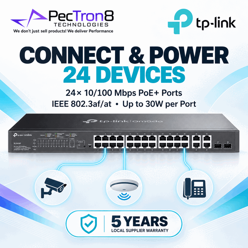 TP-Link Omada SL2428P 24-Port Smart PoE+ Switch with 4 Gigabit Uplink Ports, 250 W PoE Budget, Omada SDN Cloud Management