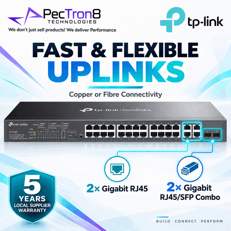 TP-Link Omada SL2428P 24-Port Smart PoE+ Switch with 4 Gigabit Uplink Ports, 250 W PoE Budget, Omada SDN Cloud Management