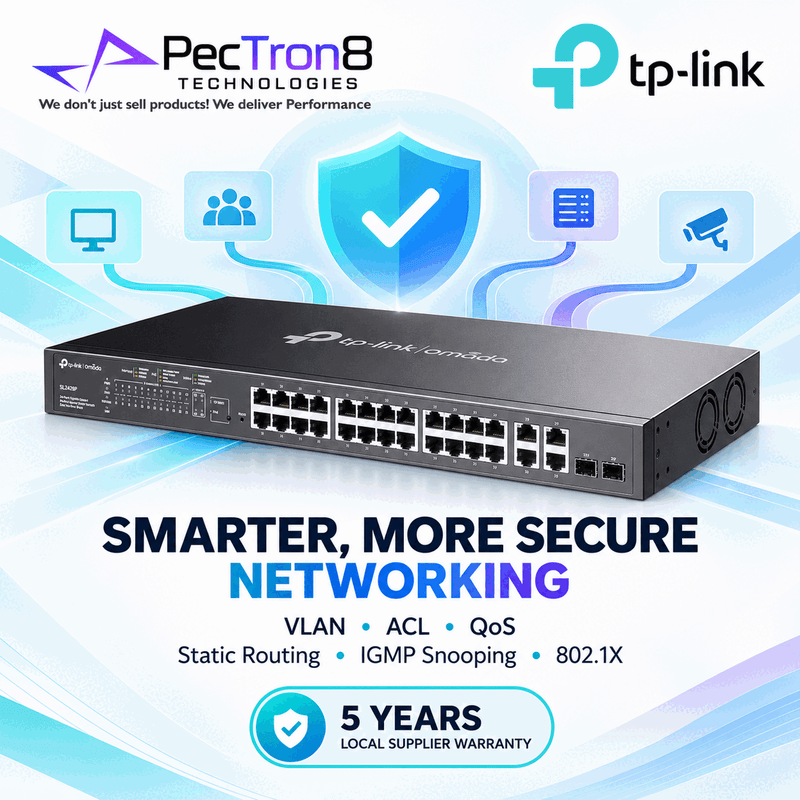 TP-Link Omada SL2428P 24-Port Smart PoE+ Switch with 4 Gigabit Uplink Ports, 250 W PoE Budget, Omada SDN Cloud Management