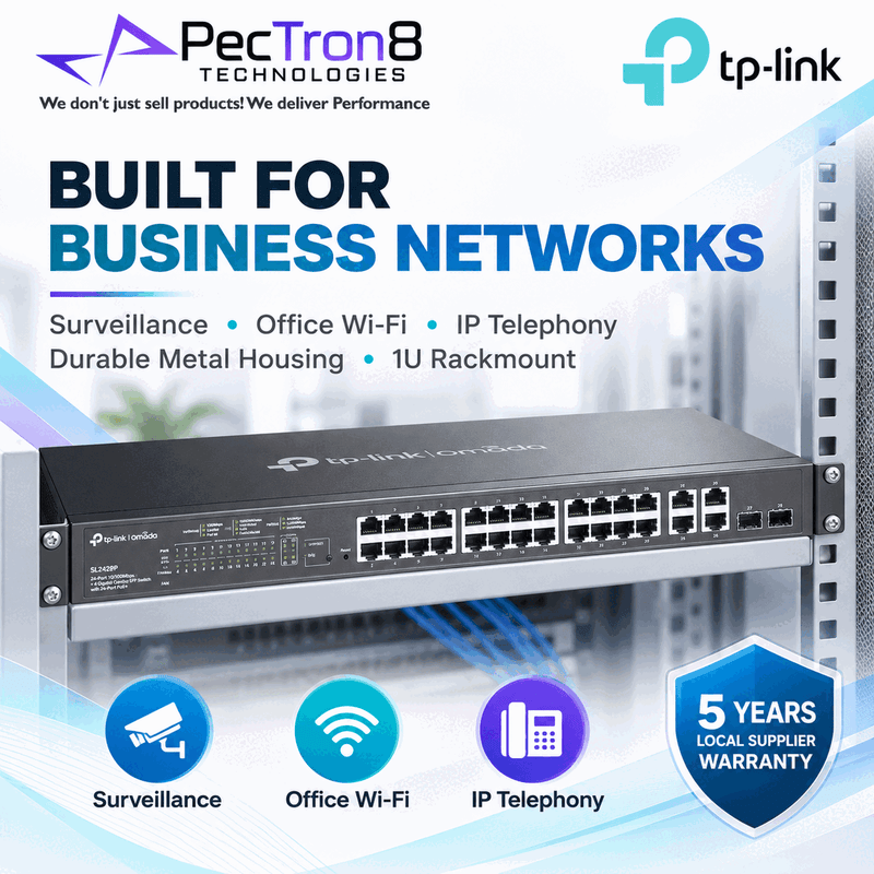 TP-Link Omada SL2428P 24-Port Smart PoE+ Switch with 4 Gigabit Uplink Ports, 250 W PoE Budget, Omada SDN Cloud Management