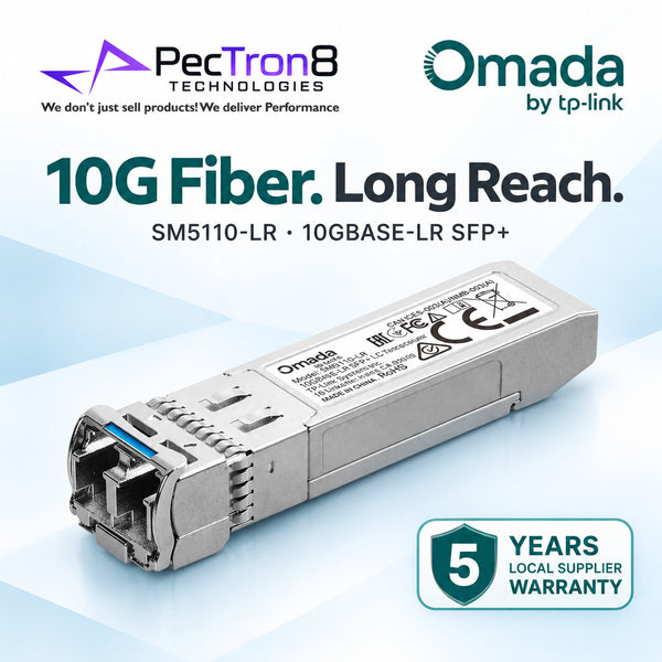 TP-Link Omada SM5110-LR 10GBase-LR SFP+ LC Transceiver – 10Gbps Single-Mode Fiber Module, 10km Reach