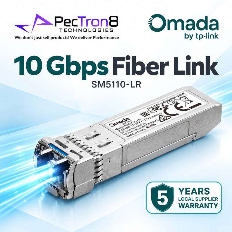 TP-Link Omada SM5110-LR 10GBase-LR SFP+ LC Transceiver – 10Gbps Single-Mode Fiber Module, 10km Reach
